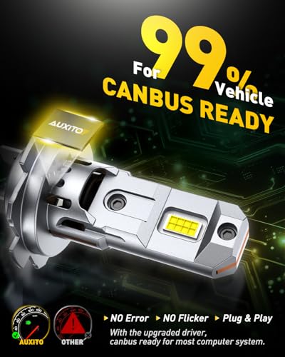 AUXITO H7 Bulbs, 900% h7ll LED Super Bright, Mini Size, Plug N Play, Long Lifespan, 2PCS