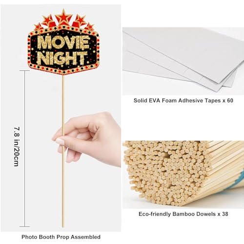 Movie Night Supplies Photo Booth Props Hollywood Photobooth Props for Movie Theater Themed Red Carpet Birthday Party Favor...