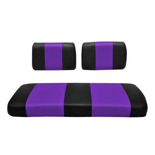 Seat Cover Replacement for Yamaha G-16/G-22 Golf Cart - Front Bench Seat - Premium Marine Vinyl - 5 Panel Stitching - Staple On Installation - Two-Tone Golf Cart Seat Covers (Black & Purple)