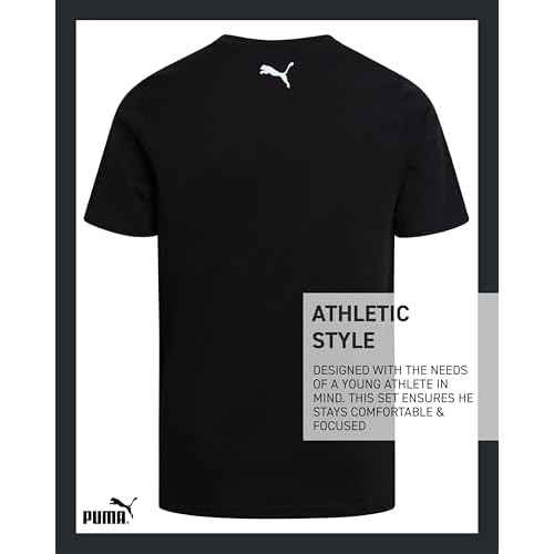 PUMA Boys T-Shirt - 2 Pack Casual Crewneck Short Sleeve Running and Gym Graphic Tee Shirts for Boys with Logo Print (S-XL)