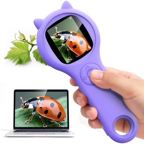 Microscope for Kids - Mini Pocket Handheld Microscope for Toddlers-STEM Educational Science Kit Toys for Christmas Birthday Gifts Toys for 5 6 7 8 9 10 11 12 Year Old Girls(Purple)