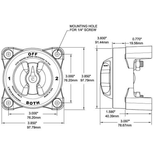 Blue Sea Systems 3000 HD-Series Heavy Duty On-Off Battery Switch Grey
