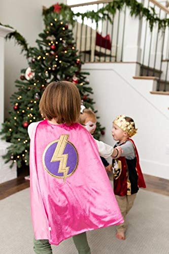 Little Adventures Super Hero Cape & Mask Set Costumes Age 3-8 (Pink Lightning) - Machine Washable Child Pretend Play and Party Dress-Up with No Glitter