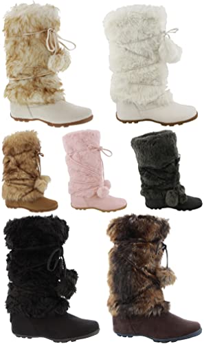 EZGD Blossom Talia-Hi Women Ladies Mukluk Faux Fur Mid Calf Warm Winter Snow Boots