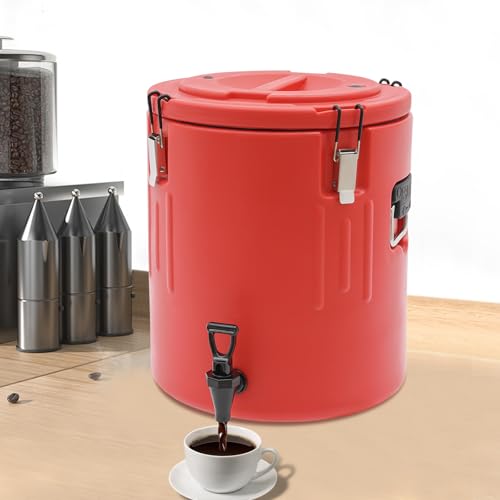KONGKUNI Insulated Beverage Dispenser, Ice and Hot Drink Dispenser with Stainless Steel Interior & Spout, Hot Water Drink ...
