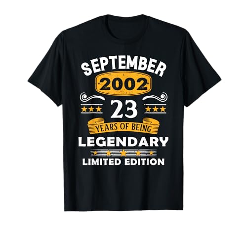 23 Years Old Legend Since September 2002 23rd Birthday Gifts T-Shirt