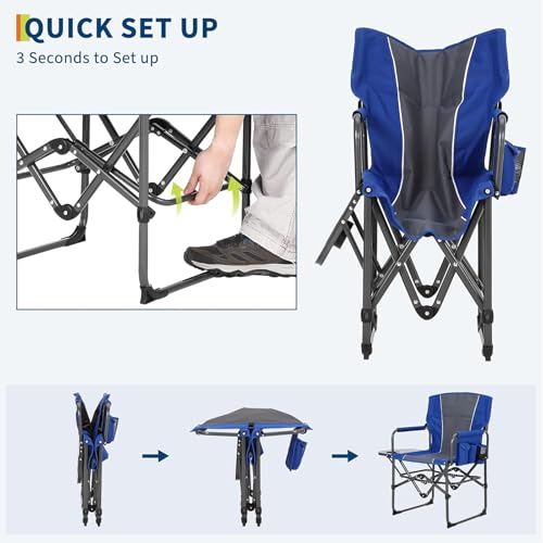 2 Pack Directors Camping Chairs with Side Table & Pocket, Heavy Duty 400LB Capacity Portable Folding Chairs for Adults, Ou...