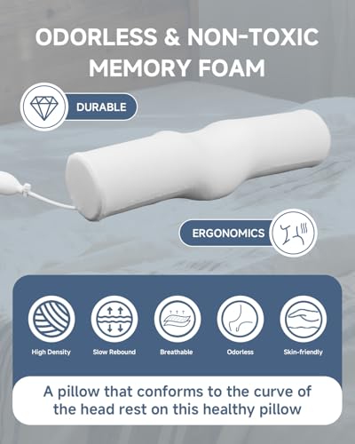 SMDR Adjustable Cervical Neck Pillow with Air Cushion, Ergonomic Bolster for Neck and Shoulder Support, Firm Polyurethane ...