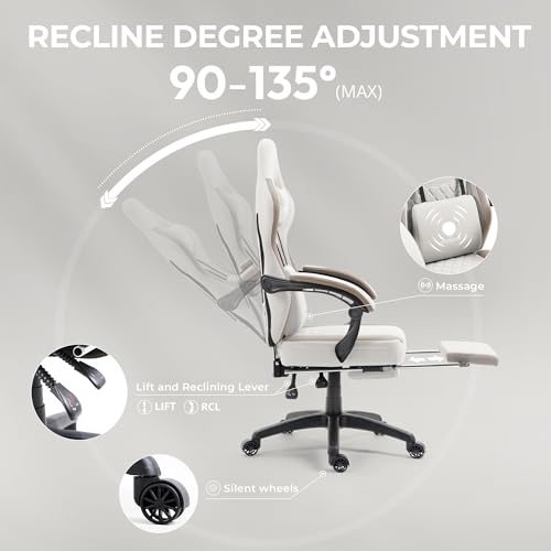 Dowinx Gaming Chair Breathable Fabric Computer Chair with Pocket Spring Cushion, Comfortable Office Chair with Gel Pad and...