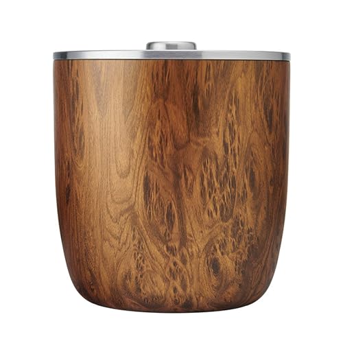 S'well Stainless Steel Ice Bucket XL, 100oz, Teakwood, Includes Lid And Scoop, Triple Layered Vacuum Insulated Container K...