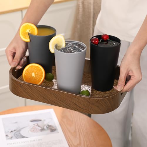 24 Pcs Unbreakable Plastic Cups Set, 20 oz Reusable Plastic Cups, Stackable Water Tumblers, Drinking Cup for Kitchen, Outd...