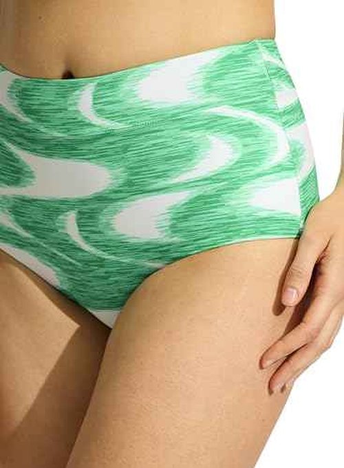 Seafolly Women's Standard High Waisted Full Coverage Low Legline Bikini Bottom Swimsuit, Wavelength Jade