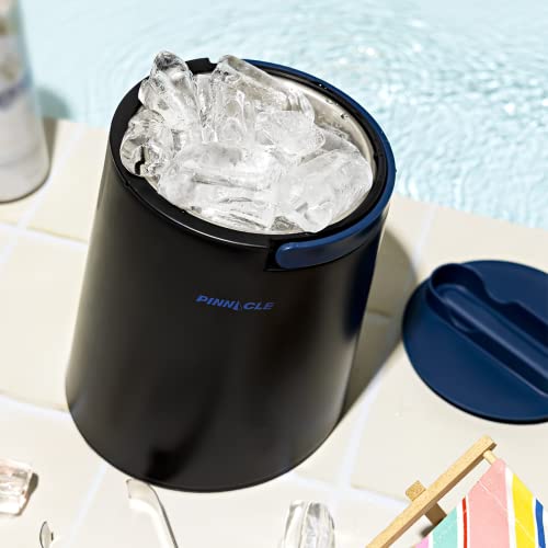 PINNACLE Insulated ice bucket for parties with Tong that fit into Lid - Stainless Steel ice bucket for cocktail bar with C...