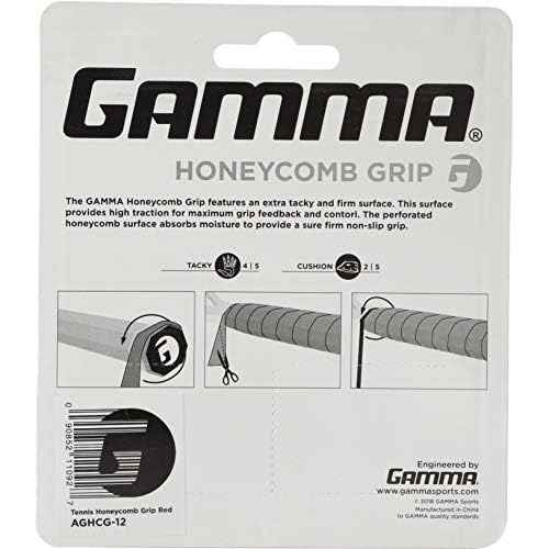 GAMMA Sports, Tennis Honeycomb Replacement Grip, Firm Feel, Moisture Wicking Surface, Durable, Mulitple Colors, Racket, Racquet Grip, High Traction Surface, Versatile