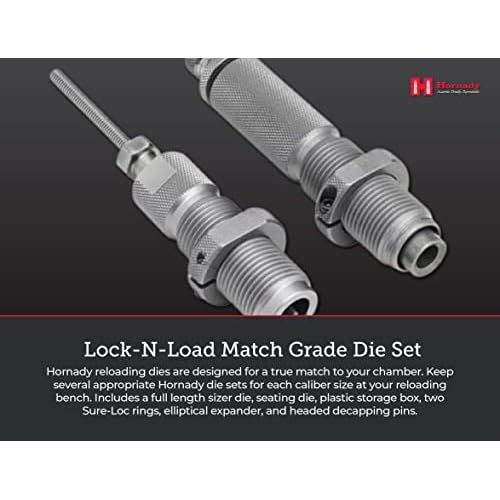 Hornady Custom Grade New Dimension 2-Die Set, 270 Win (.277) (546300) - Caliber Specific Reloading Equipment for Handloaders with Full Length Sizer Die, Seating Die, Sure-Loc Rings, & Storage Box
