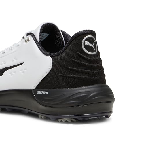 PUMA Golf Men's PHANTOMCAT Nitro Sneaker, Puma White-Puma Black-Feather Gray, 10
