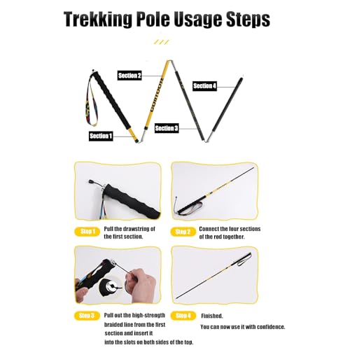 Set of 2 Folding Hiking Poles, Ultralight Collapsible Carbon Fiber Hiking Poles, EVA Foam Grip, with Anti-Shock and Quick ...