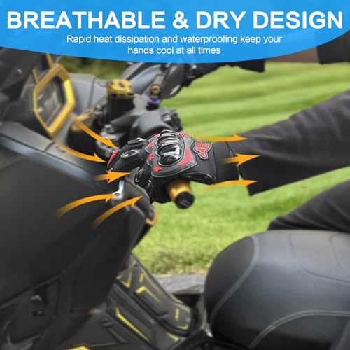 smotrcc Motorcycle Gloves for Men and Women – Hard Knuckle Dirt Bike Riding Glove, Touchscreen Biker Gloves, Breathable AT...