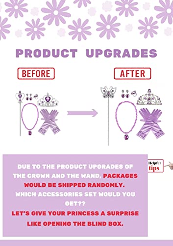 FMYFWY Girls Princess Fancy Dress Sofia Costume Carnival Halloween Christmas Birthday Party Ball Gown (Accessories)