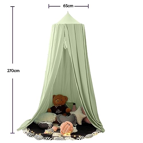 Bunnikins & Clover Bed Canopy for Girls Boys Bedroom Decor, Round Dome Mosquito Net for Baby Crib, Nook Castle Game Tent N...