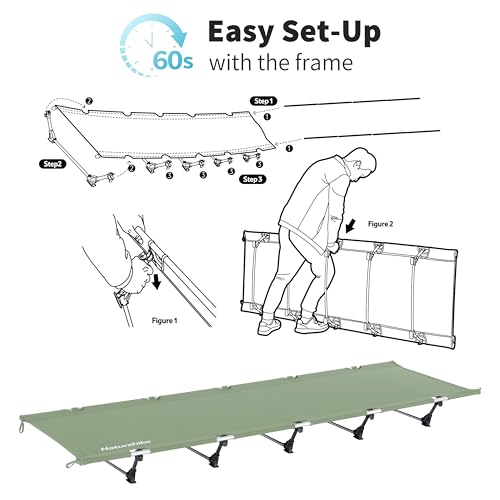 Naturehike GreenWild Camping Cot, Ultralight Folding Backpacking Cot, 60-Second Easy Set-Up, Supports 330lbs, Portable Camping Bed for Adults for Camping Hiking Travel Home