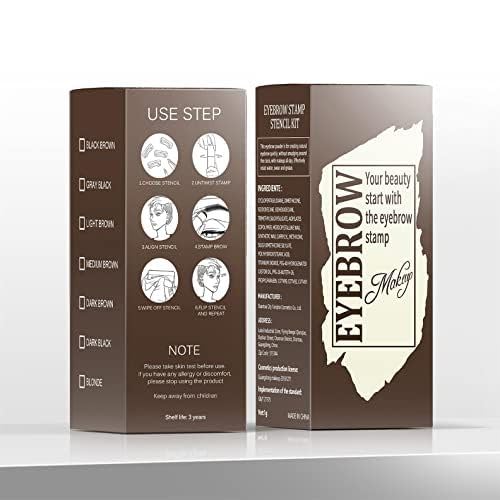 Eyebrow Stamp Stencil Kit - Eye Brow Stencil Kits with Eyebrow Blush, Long-lasting Waterproof & Smudge-Proof Eyebrow Shaping Kit with 24 Reusable Eyebrow Stencils for Perfect Brow (Dark Brown)