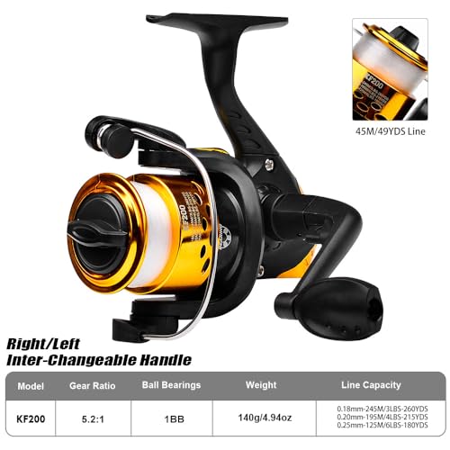 Spinning Fishing Reel, CNC Aluminum Spool, 1 BB Light Weight, 5.2:1 Gear Ratio