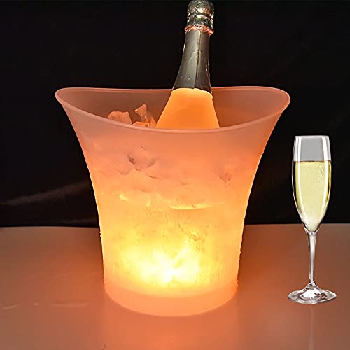 FIPASEN LED Ice Bucket, Regular 5L Large Capacity Lighted Ice Bucket with Automatic 7 Colors Changing for Party/Home/Bar, ...