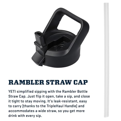 YETI Rambler 26 oz Bottle, Vacuum Insulated, Stainless Steel with Color Matching Straw Cap