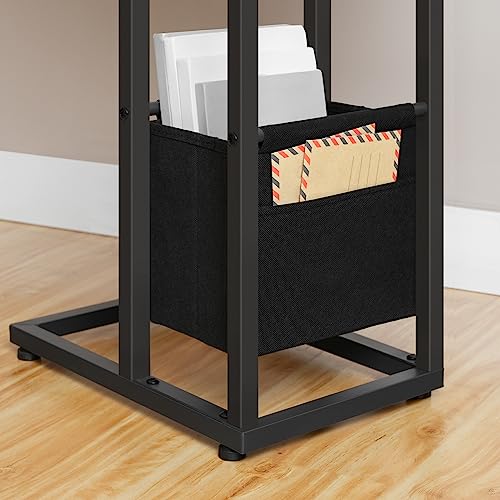 HOOBRO C Shaped Side Table with Charging Station, Foldable End Table with Fabric Bag, Sofa Couch Tray Table for Small Spac...