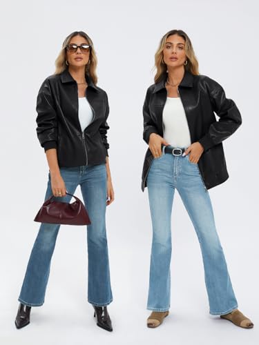 AUTOMET Womens Oversized Leather Jackets Zip Up Coats Faux Motorcycle Bomber Outfits Fall Trendy Fashion Winter Clothes 2026