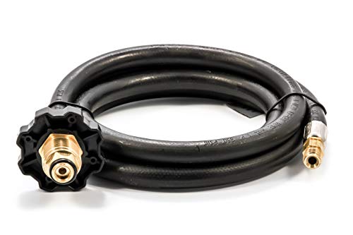 Camco Propane Brass 4 Port Tee- Comes with 5ft and 12ft Hoses, Allows for Connection Between Auxiliary Propane Cylinder an...