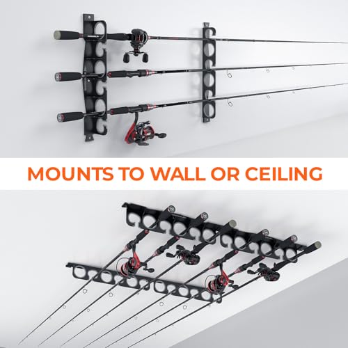 KastKing SafeGuard Fishing Rod Holder for Garage, Wall or Ceiling Mounted Fishing Rod Rack Storage Organizer, Fishing Pole...