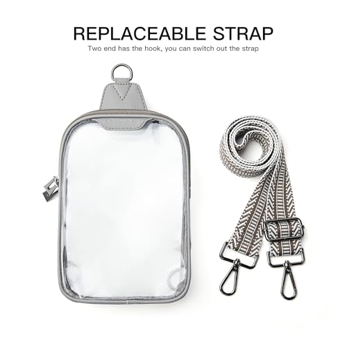LATMAP DOUBLE ZIP Clear bags Stadium Approved Crossbody Sling Bag Fanny Pack Purses for Women Men Belt bag for Stadium Events