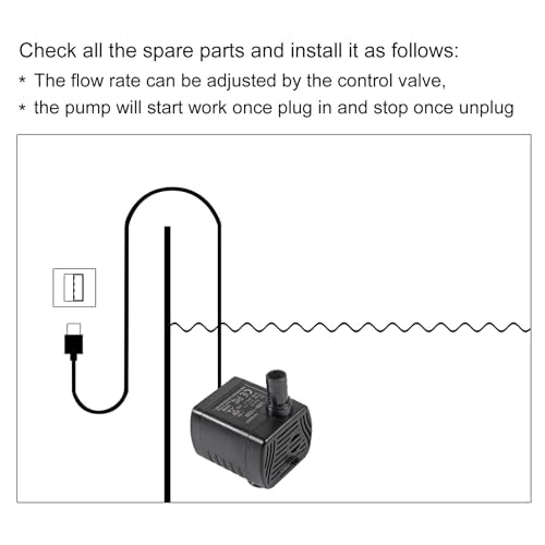 DWEII 2PCS DC 3.5-9V USB 3W 200L/H Mini Submersible Water Pump with 6.5ft Tubing for Aquariums, Fish Tank, Pond Fountain, ...