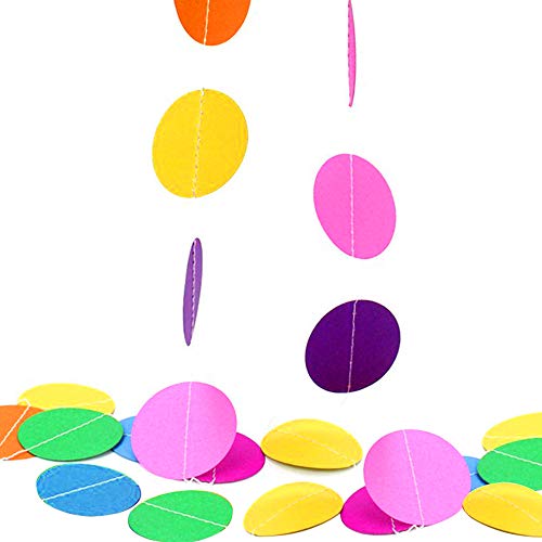 Fecedy Happy Birthday Banner With Colorful Paper Flag Bunting Paper Circle Confetti Garland Swirl Streamers Honeycomb ball...
