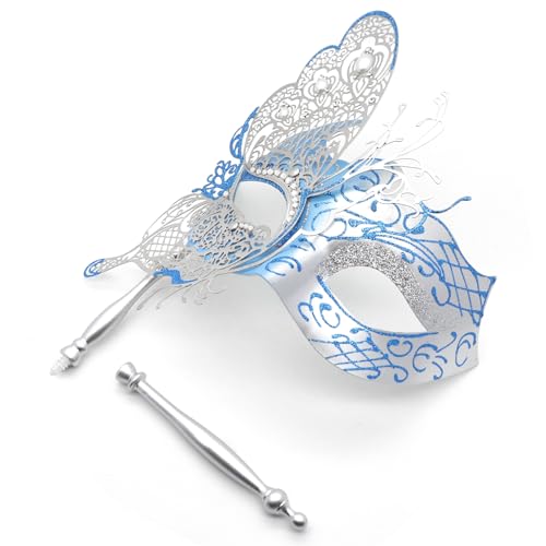 Coddsmz Masquerade Mask with Stick Mysterious Venetian Mask Butterfly Mask Women Halloween Party Prom Ball Mask