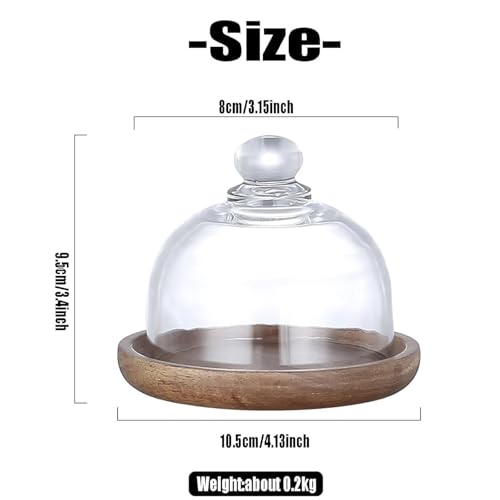 Charcuterie Snow Globes, Mini Cake Stand Display with Wooden Tray and Glass Dome Lid, Charcuterie Board for Cheese Dessert...