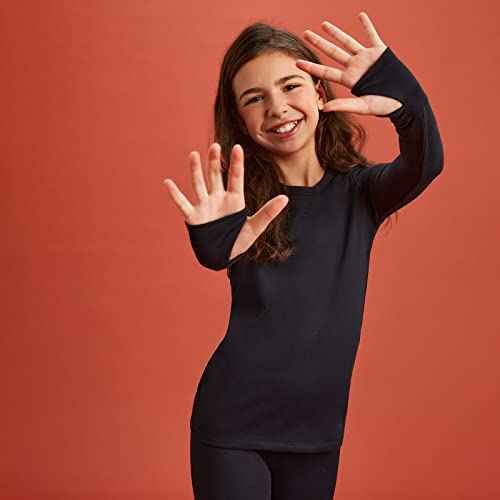 Cuddl Duds Girls Cold Weather Fleece-Lined Thermal Underwear 2-Piece Set - Kids Long Sleeve Top and Leggings Long Johns