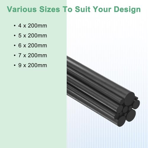 M METERXITY 10-Pack Carbon Fiber Rods, 200mm Length 6mm Dia Carbon Fiber Solid Matte Pole for RC Airplane/DIY Craft/Quadco...