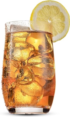 BENETI Premium Glass Cups, Highball Drinking Glasses Set of 6 | Made in Europe Water and Juice Kitchen Glassware | Colored...