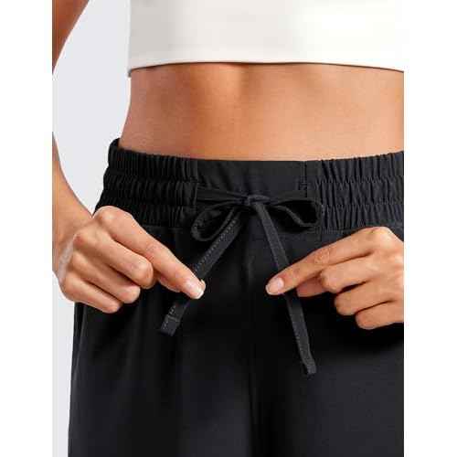 CRZ YOGA Lightweight Wide Leg Cropped Pants for Women 25" - Casual Travel Work Sweatpants Summer