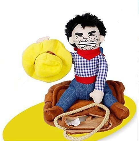 T2Y Cowboy Rider Dog Costume - Halloween Dog Costumes for Medium and Large Dogs, Dogs Clothes Knight Style with Doll and Hat for Halloween Day Pet Costume(Medium)