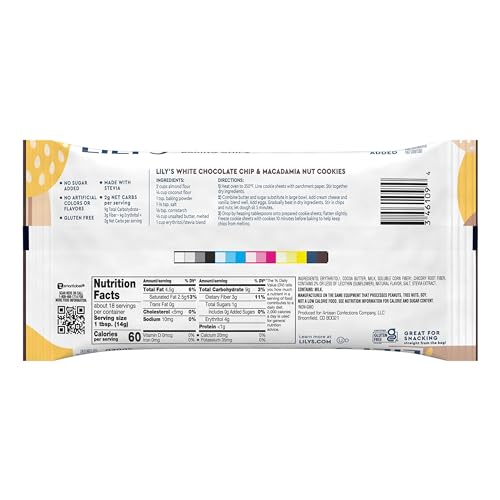 LILY'S White Chocolate Style No Sugar Added, Baking Chips Bags, 9 oz (3 Count)