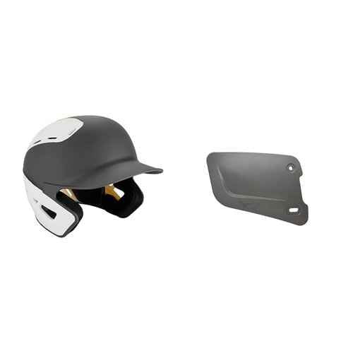 Bundle of Mizuno B6 Adult Baseball Batting Helmet, Grey-White, Large/X-Large + Mizuno Batters Face Protector, Grey, Right Hand Batter