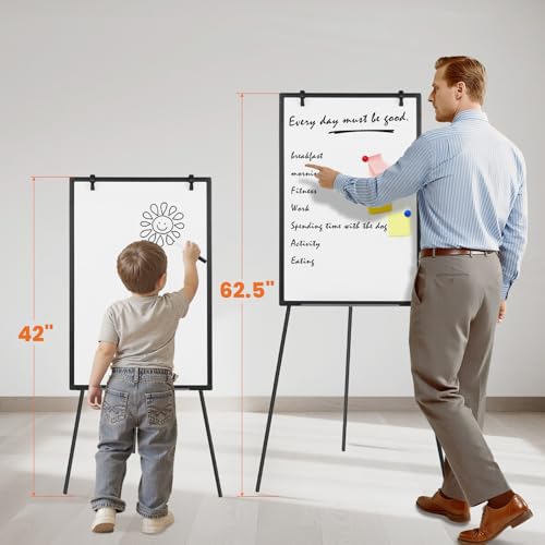 Sweetcrispy Whiteboard Easel 36 x 24 Inches, Magnetic Dry Erase White Board, Portable Boards Height Adjustable, Dry Erase ...