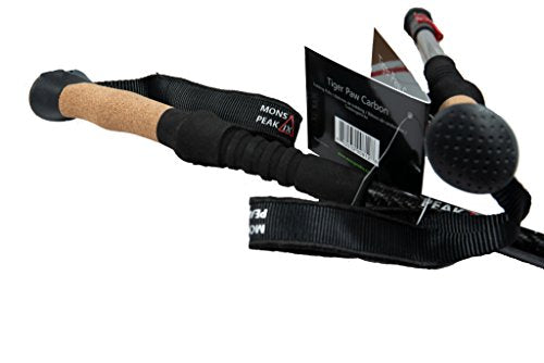 Mons Peak IX Tiger Paw Carbon Fiber Trekking Poles for Hiking Trekking Walking Snowshoeing - Cork Grip Ultralight Collapsi...
