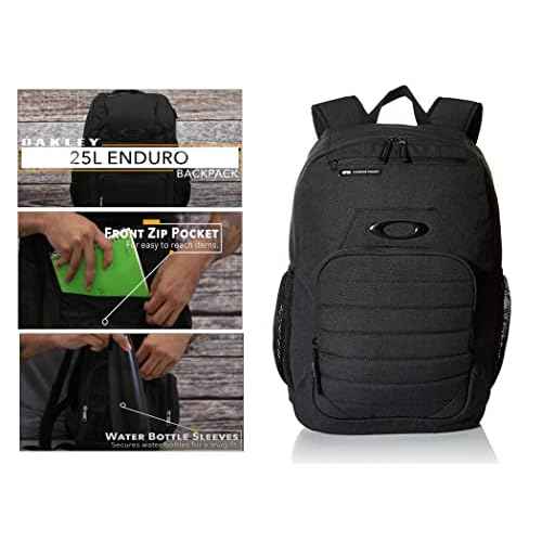 Oakley Men's 25L Enduro 4.0 25L Iron Red Backpack for Hiking Backpacking Camping + BUNDLE with Water Bottle with Carabiner