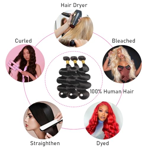 14A Human Hair Bundles 32 Inch Body Wave Bundles 100% Unprocessed Brazilian Virgin Hair 1 Bundle Body Wave Human Hair Extensions Quick Weave