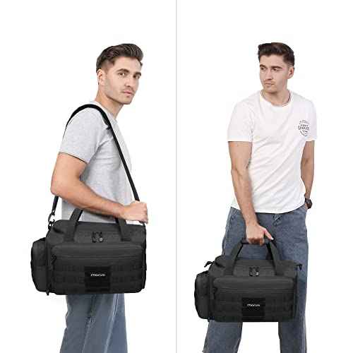 MOSISO Tactical Range Bag for Gun,Large Range Duffle for Pistols and Gear,Carrying Bag with Handle&Shoulder Strap for Handguns and Ammo, Soft Cases for Pistol for Shooting Range Outdoor Hunting, Black